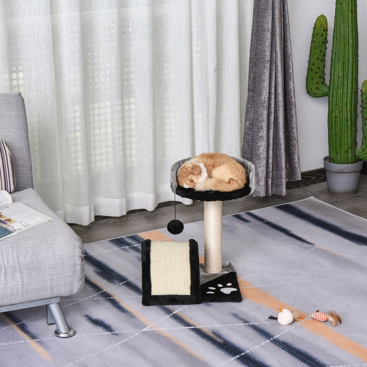 PawHut Klimboom 5 lagen kattenboom speelboom kattenkrabboom trap sisal