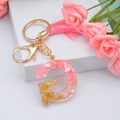 Sleutelhangers of voor je tas van A tot Z - met een pompon of kwastje - met letter - mooi design - handgemaakt - sleutelhangers - design - mode - goud - zwart - blauw - roze- rood - luxe - vlinder