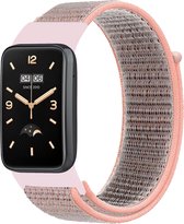 Nylon Smartwatch bandje - Geschikt voor Xiaomi Smart Band 7 Pro nylon bandje - pink sand - Strap-it Horlogeband / Polsband / Armband