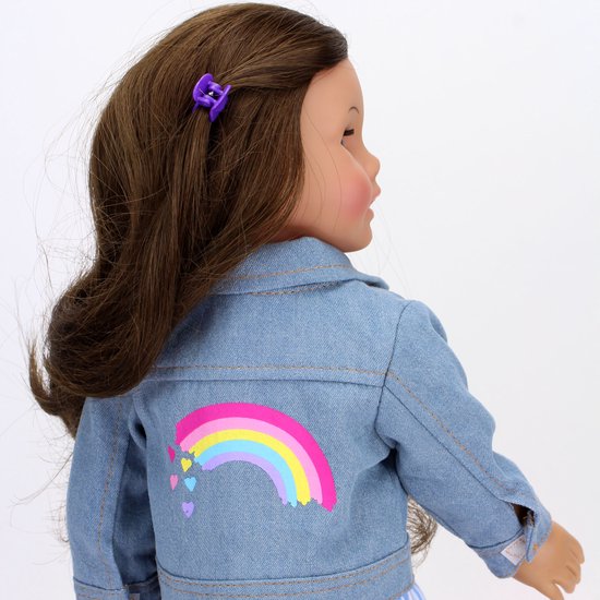 Veste Sophia's Teamson by Kids Jeans avec image arc-en-ciel pour Pop 18 pouces, bleu