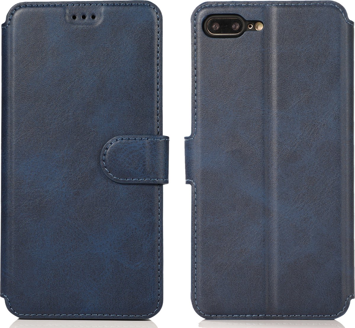 Bookcase Geschikt voor Apple iPhone 7 Plus / 8 Plus - Donkerblauw - Pasjeshouder - Portemonnee
