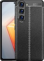 Mobigear Hoesje geschikt voor Samsung Galaxy S23 Telefoonhoesje Flexibel TPU | Mobigear Luxury Backcover | Galaxy S23 Case | Back Cover - Zwart