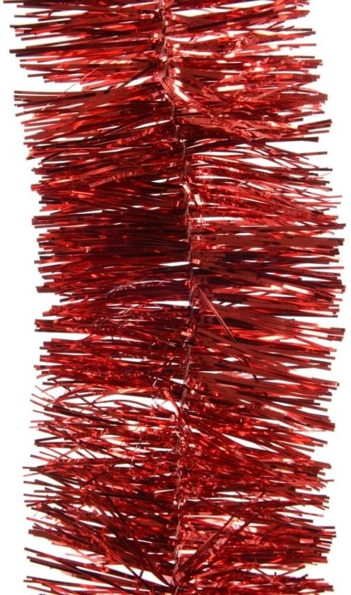 Decoris Kerstslinger-guirlande - rood - glanzend lametta - 270 cm