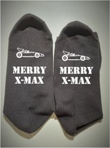 Bedrukte sokken met tekst: Merry X-Max