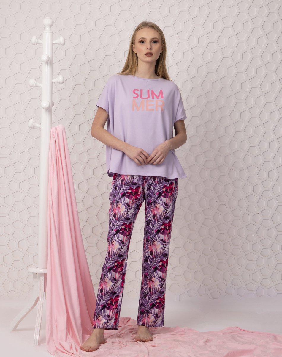 VANILLA - Summer dames pyjama - Pyjamasets - Egyptisch katoen - PJ8936 - Paars - XL
