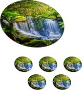 Onderzetters voor glazen - Rond - Jungle - Waterval - Australië - Planten - Natuur - 10x10 cm - Glasonderzetters - 6 stuks