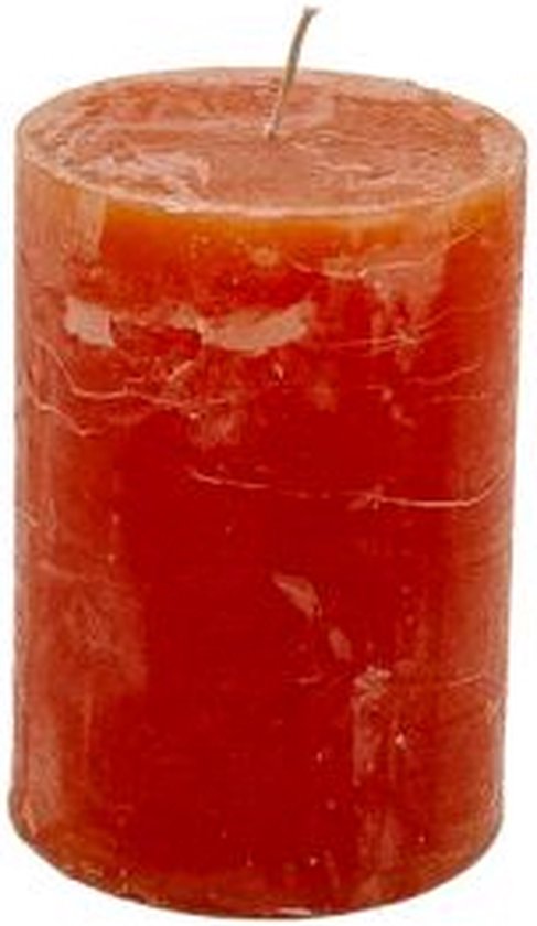 Bougie pilier - Oranje - 7x10 cm - paraffine - lot de 2