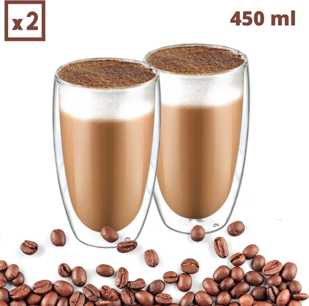 Chimneys Blend - Dubbelwandige Koffieglazen 450ml - Latte Macchiato Glazen - Cappuccino Glazen - Latte Macchiato Glazen Dubbelwandig - Latte Glazen - Koffieglazen - 450 ml - 2 Stuks – Handgemaakt