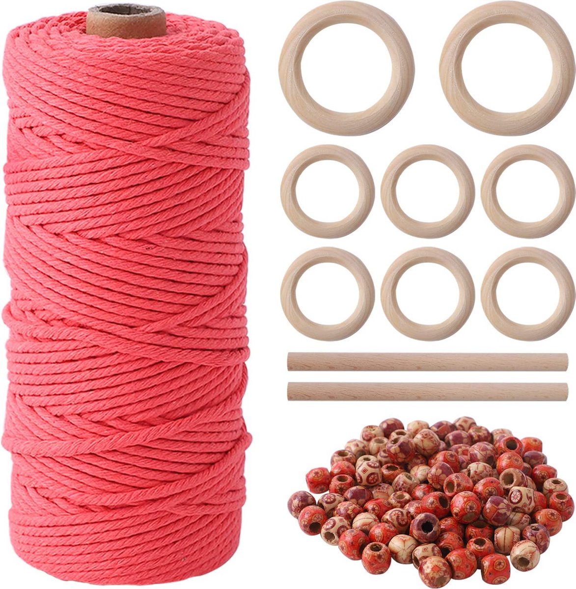 ASelected 5 mm macramé koord, 328 voet katoenen macramé garen dik touw