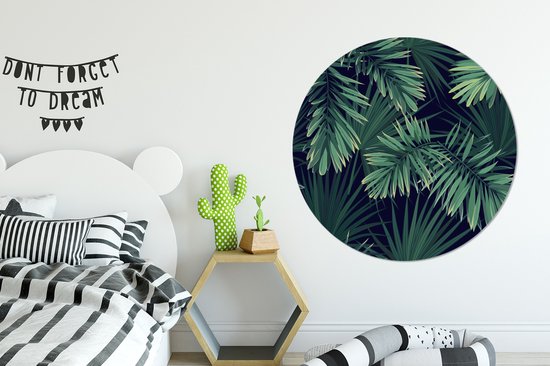 WallCircle - Tableau - Feuilles Tropicales Peintures Rondes - Multicolore - 140 X 140 Cm