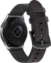 Strap-it smartwatch bandje 20mm - Hybrid nylon horlogeband geschikt voor Samsung Galaxy Watch 1 42mm / Gear Sport / Galaxy Watch 3 41mm / Galaxy Active / Active 2 40 & 44mm - zwart