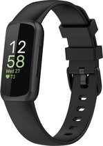 Siliconen Smartwatch bandje - Geschikt voor Fitbit Inspire 3 siliconen bandje - zwart - Strap-it Horlogeband / Polsband / Armband - Maat: Maat S
