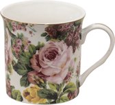 Clayre & Eef Mug 330 ml Rose Porcelaine Fleurs Tasse à thé
