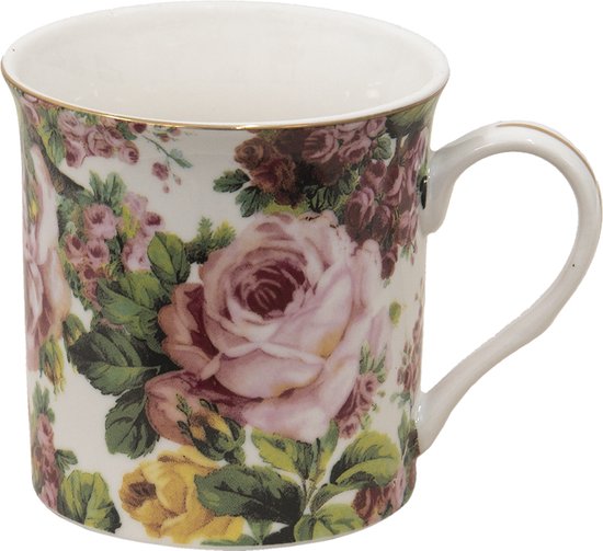Clayre & Eef Mok 330 ml Roze Porselein Bloemen