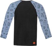 Shirt zwart diertjes blauw