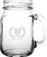 Gegraveerde Drinkglas 45cl Opa + Oma 30 jaar getrouwd