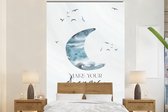 Behang jongenskamer - Fotobehang Kinderen - Make your dreams come true - Spreuken - Jongens - Blauw - Waterverf - Breedte 170 cm x hoogte 260 cm - Kinderbehang