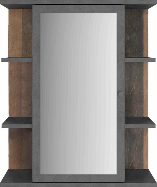 LED Spiegelkast, Eiken Bruine Afwerking, Afmetingen 60x12x45 cm, De indeling moet