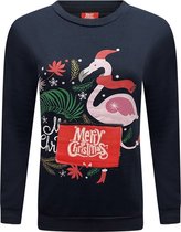 Kersttrui  Flamingos Donkerblauw - Dames Maat S