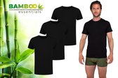 Bamboo Essentials - T Shirt Heren - Ronde Hals - 3 Stuks - Zwart - XL - Bamboe - Ondershirt Heren - Extra Lang - Anti Zweet T-shirt Heren