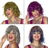 Boland - Pruik Metallic assorti - Steil - Halflang - Vrouwen - Showgirl - Glitter and Glamour