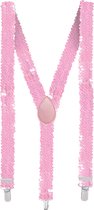 Boland - Bretels Pailletten roze Roze - Volwassenen - Unisex - Showgirl - Caranval accessoire