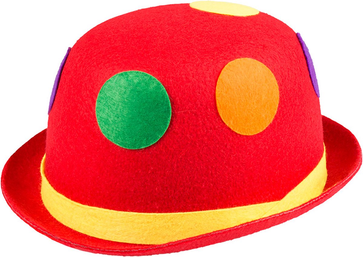 Boland - Hoed Binky bowler rood Rood - 59 - Volwassenen - Unisex - Clown - Circus