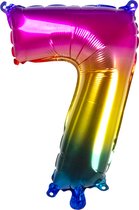Boland - Folieballon '7' regenboog (36 cm) 7 - Multi - Cijfer ballon