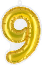 Boland - Folieballon sticker '9' goud Goud - Black & Gold - Black & Gold - Verjaardag - Jubileum - Raamsticker - NYE