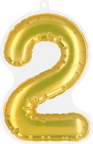 Boland - Folieballon sticker '2' goud Goud - Black & Gold - Black & Gold - Verjaardag - Jubileum - Raamsticker - NYE