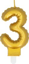 Boland - Kaarsje '3' goud 3 Goud - Black & Gold - Black & Gold - Verjaardag - Jubileum