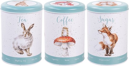 Foto: Wrendale designs tin tea coffee sugar voorraadpotten set van 3 the country set