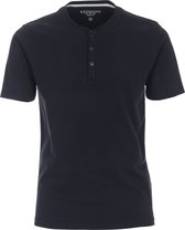 Redmond regular fit T-shirt - korte mouw O-hals met knoopsluiting - blauw - Maat: L