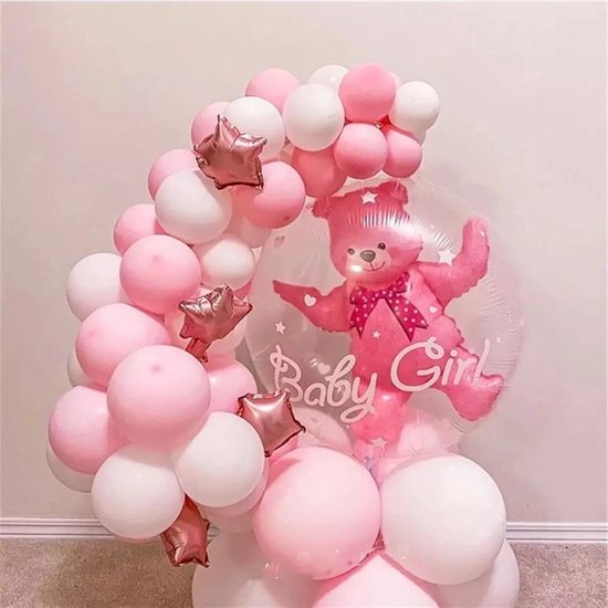 Roze ballonnen, latex en folie, voor verjaardag en babyshower