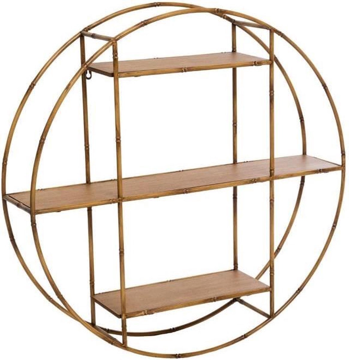 Atmosphera Asco ronde wandplank in metaal en hout - Naturel - L. 77 x l. 18 x H. 77 cm Multi
