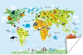 Wereldkaart bébé affiche de notre règne animal 90x60 cm | Affiche de carte du monde