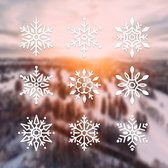 Kerst Winter Raamstickers Sneeuwvlokken | Snowflakes | Set van 9 stickers | 10 cm