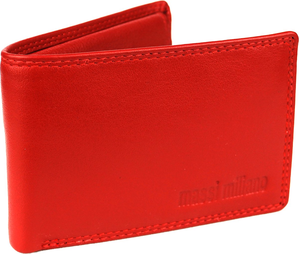 Massi Miliano Portemonnee ( klein Model) Unisex Nappa leer - Rood - (RG-2501-6) - Billfold- 10x2x75 CM -