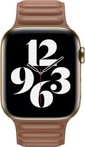 Apple Leather Link voor de Apple Watch Series 1 / 2 / 3 / 4 / 5 / 6 / 7 / 8 / 9 / SE - 38 / 40 / 41 mm - Maat M/L - Saddle Brown