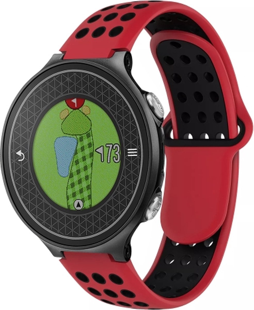 For Garmin Approach S6 Two-Color Punched Breathable Silicone Watch Band(Red+Black)