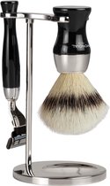 Scheerset Heritage Mach3 - Silvertip Fibre - Zwart