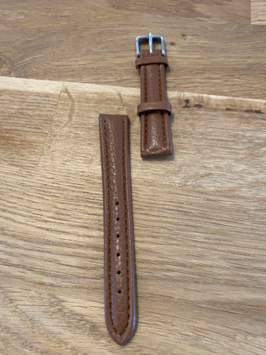 Horlogeband-dames-heren-16 mm-lichtbruin-cognac kleurig-juweliers kwaliteit-anti allergisch