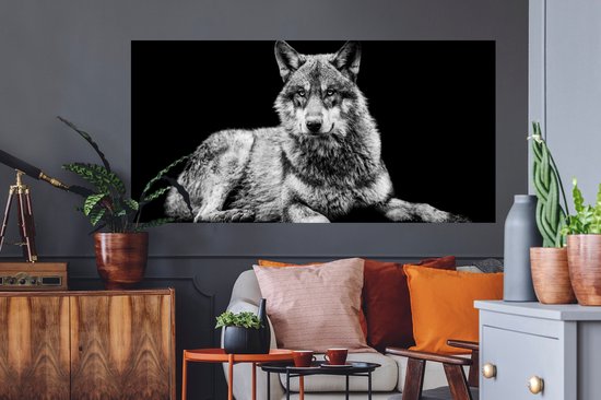 Stickers muraux - Film autocollant - Animaux sauvages - Loup - Zwart - Wit - 160x80 cm - Film adhésif - Stickers muraux Chambre d'enfant - Papier peint autocollant
