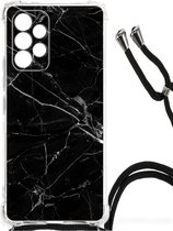 Smartphone hoesje Geschikt voor Samsung Galaxy A53 Mobiel Hoesje met transparante rand Marmer Zwart