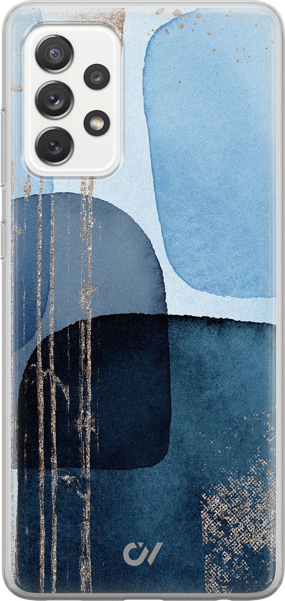 Samsung A52 hoesje - Blue Abstract Shapes - Bloemen - Blauw - Soft Case Telefoonhoesje - TPU Back Cover - Casevibes