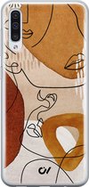 Samsung A50 hoesje - Abstract Shape Faces - Geometrisch patroon - Bruin - Soft Case Telefoonhoesje - TPU Back Cover - Casevibes
