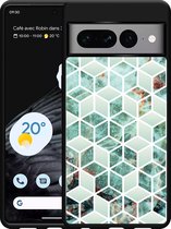 Google Pixel 7 Pro Hardcase hoesje Groen Hexagon Marmer - Designed by Cazy