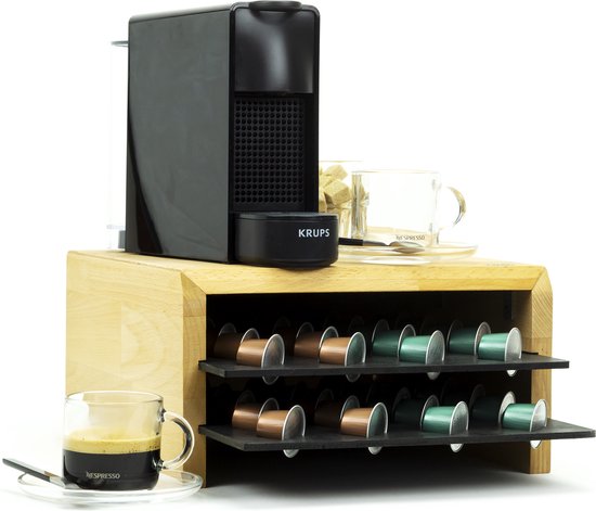 Industrial Living Koffie Cuphouder - Capsulehouder Nespresso Cups Met Lade Pod Holder 48 Capsules - Koffie Accessoires - Hout