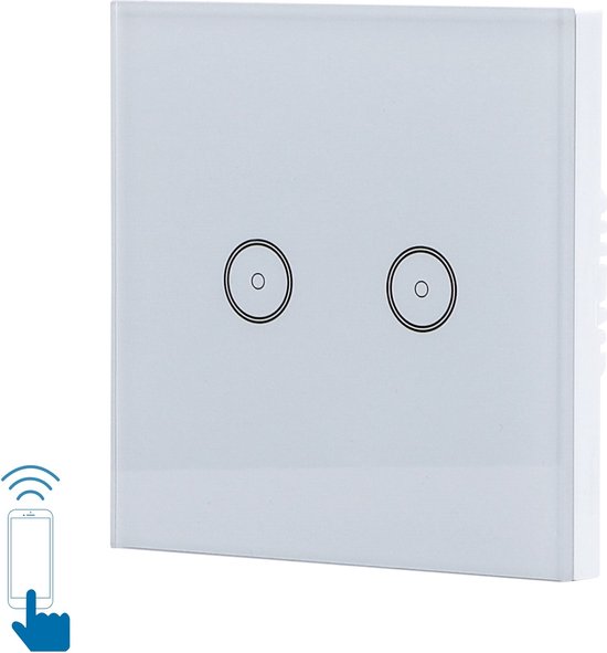 WiFi Smart Switch schakelaar | 2 lichtpunten - inbouw - touch glas... |