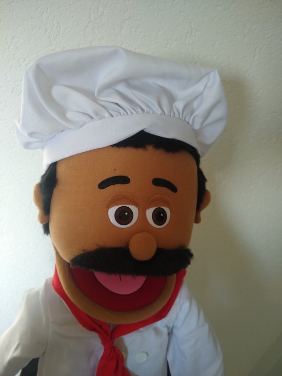 Sillypuppets - Handpoppen - Chef Luigi 60cm - Pizzabakker - Banketbakker - Chefkok - Poppentheater